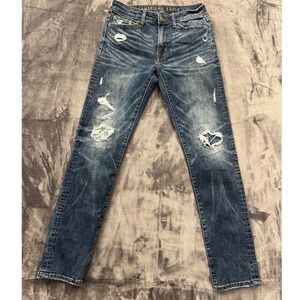 American Eagle Ne(x)t Level Airflex Slim Jeans Mens 30x32 Blue Distressed Ripped